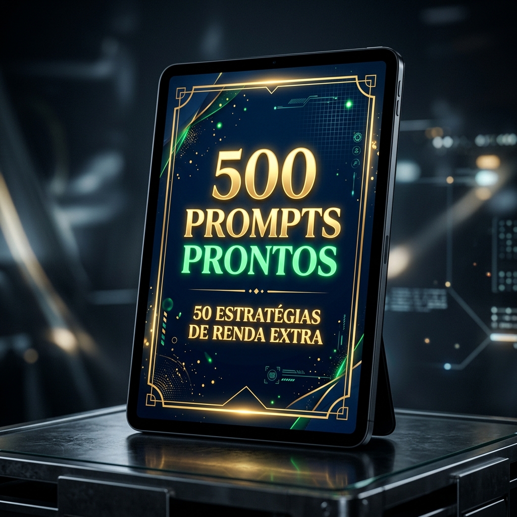 Tablet com 500 Prompts Prontos de IA
